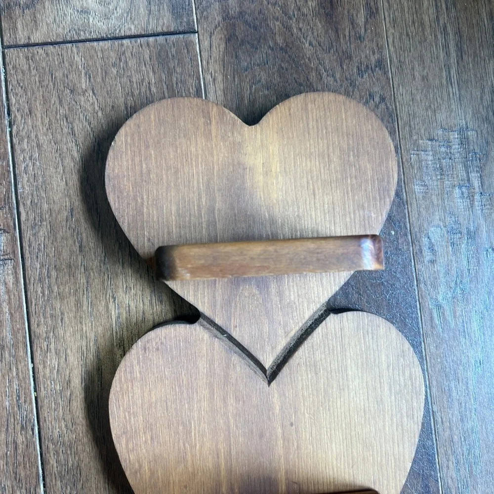 Vintage Wood Heart Shelf 3 Shelves 21